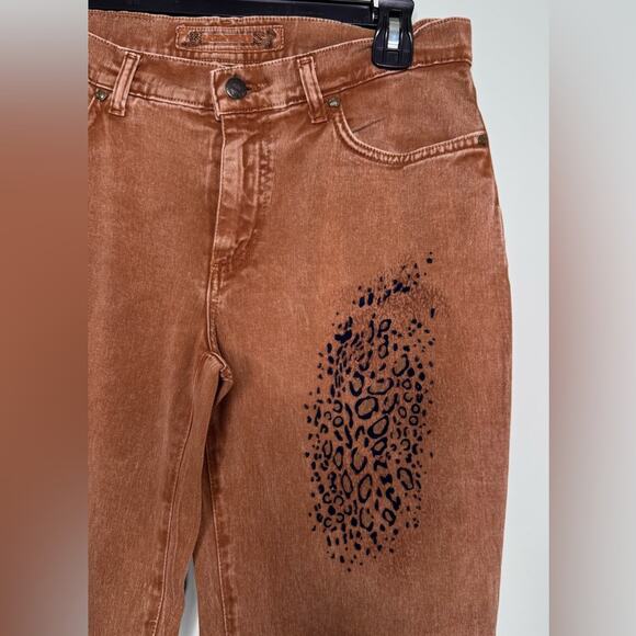 Krizia Jeans Flared Brown with Leopard Print Size 28 - Picture 4 of 14